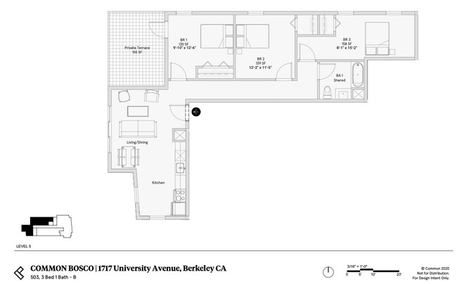 Unit 503 Room 2 in 3B1B (Shared Bathroom) floor plan